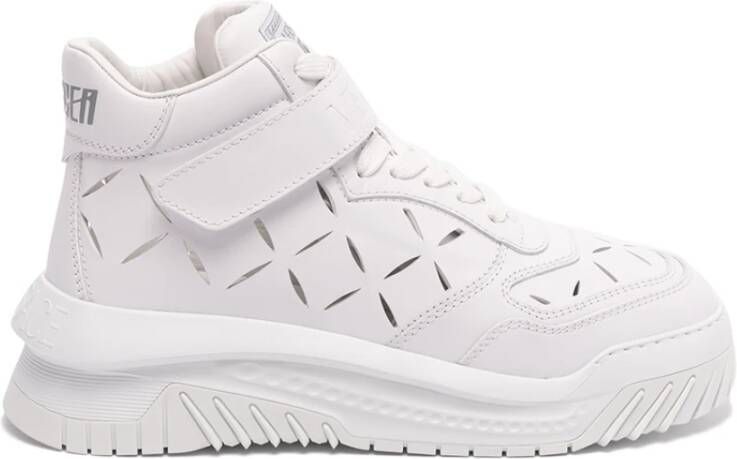 Versace Hoge Sneakers met Veters Klittenband White Heren