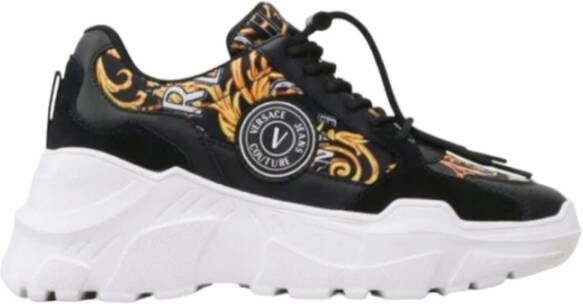 Versace Jeans Couture Barok Print Hoge Top Sneakers Black Dames