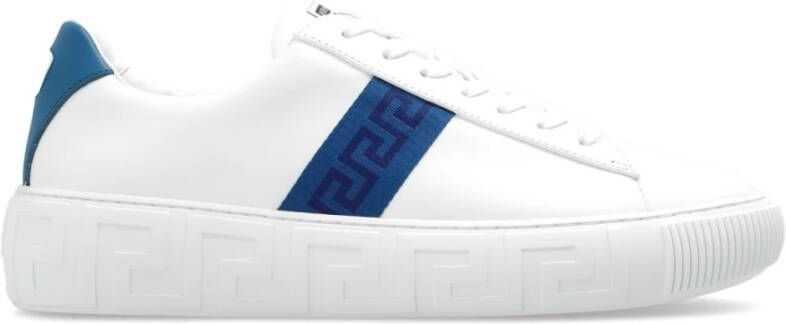 Versace Witte Leren Lage Top Sneakers