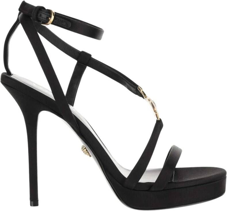 Versace Kristalversierde hoge hak sandalen Black Dames