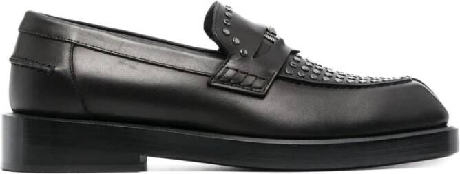 Versace Studded Square-Toe Loafers Black Heren