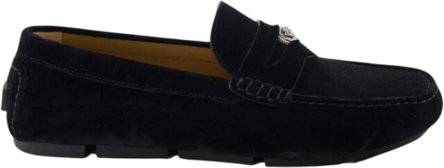 Versace Zwarte Suède Loafers met Biggie Medusa Black Heren