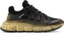 Versace Zwarte Gouden Trigreca Canvas Leren Trainers Black Heren - Thumbnail 5