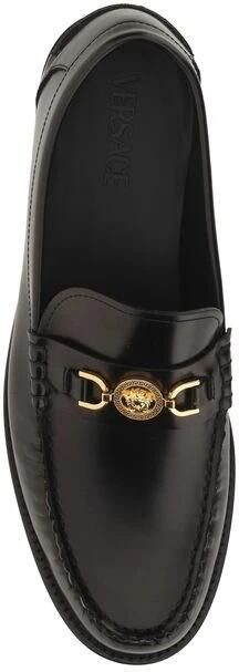 Versace Medusa Plaque Zwarte Kalfleren Mocassins Black Heren - Foto 9
