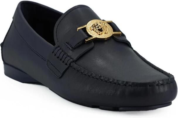 Versace Marineblauwe Kalfsleren Loafers Schoenen Blue Heren - Foto 3