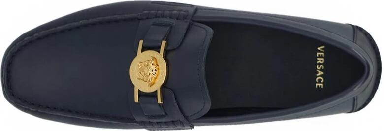 Versace Marineblauwe Kalfsleren Loafers Schoenen Blue Heren - Foto 4
