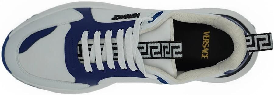 Versace Blauwe en witte kalfsleren sneakers Blue Heren - Foto 2