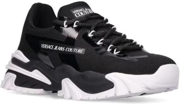 Versace Jeans Couture Zwarte Sneakers met Logo Print en Chunky Rubberen Zool Black Heren - Foto 4