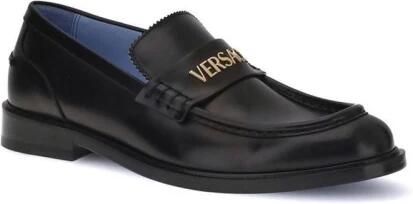 Versace Gouden Logo Leren Loafers