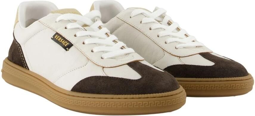 Versace Greca Court Nappa & Suede Sneakers