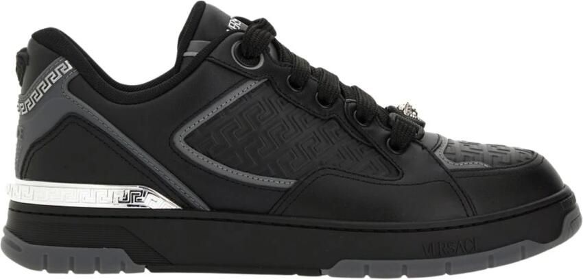 Versace Zwarte Leren Sneakers Gladde Kalfshuid