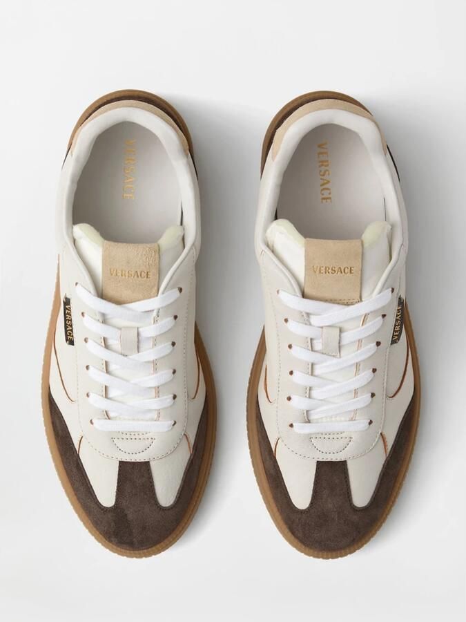 Versace Greca Court Nappa & Suede Sneakers - Foto 3