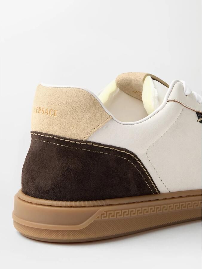 Versace Greca Court Nappa & Suede Sneakers - Foto 2
