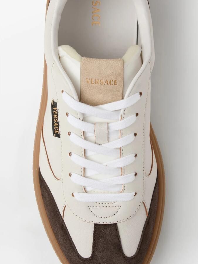 Versace Greca Court Nappa & Suede Sneakers - Foto 4