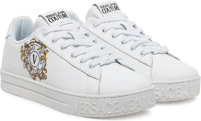 Versace Jeans Couture Baroque Emblem White Leather Sneakers