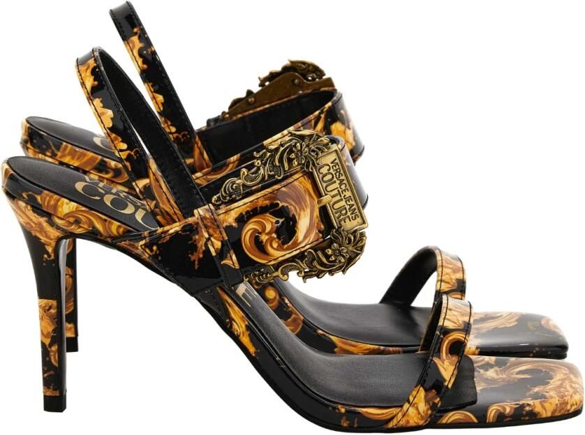 Versace Jeans Couture Baroque Print Buckle Sandals