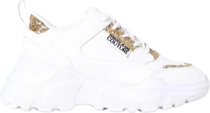 Versace Jeans Couture Witte leren damesschoenen met roségouden logo White Dames - Foto 4