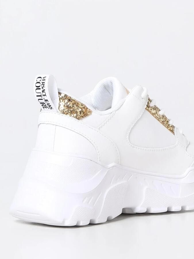 Versace Jeans Couture Witte leren damesschoenen met roségouden logo White Dames - Foto 2