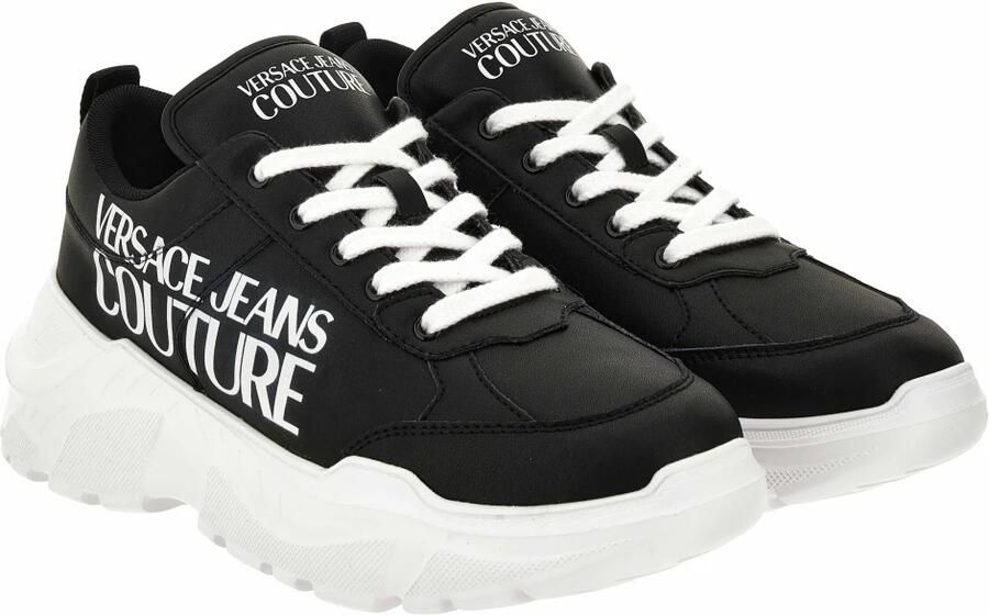 Versace Zwarte Katoenen Sneakers met Dikke Zool - Foto 3