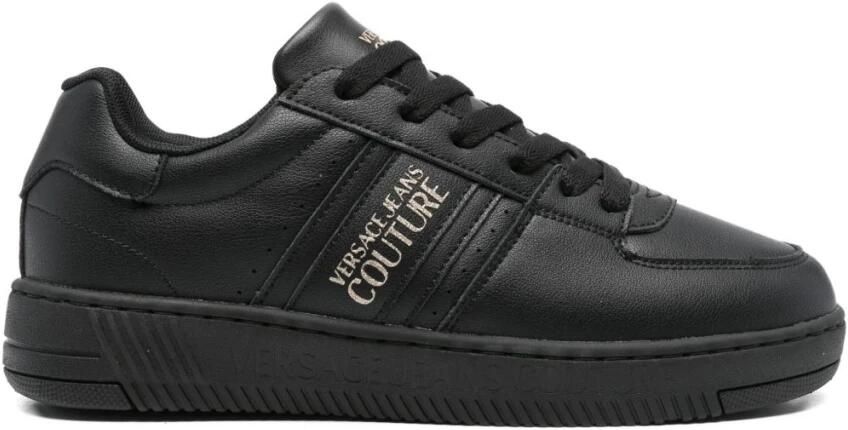 Versace Jeans Couture Zwarte platte schoenen met eco-leer