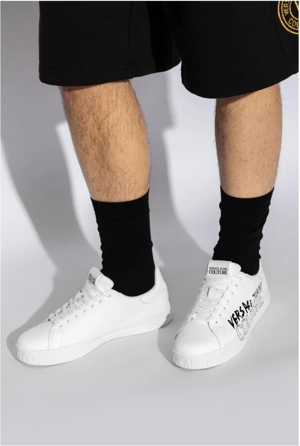 Versace Jeans Couture Lage leren sneakers met uitneembare binnenzool White Heren
