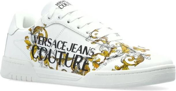 Versace Jeans Couture Witte Barocco Print Sneakers met Veters