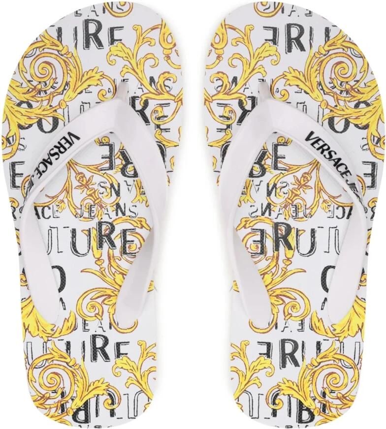 Versace Jeans Couture Abstracte Logo Flip Flops White Dames - Foto 2