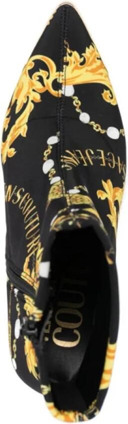 Versace Jeans Couture Zwarte Barokprint Enkellaarzen