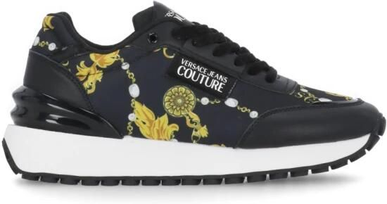 Versace Jeans Couture Multicolor Abstract Vetersluiting Sneakers Black Dames