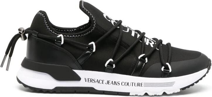 Versace Jeans Couture Zwarte Logo Print Sneakers