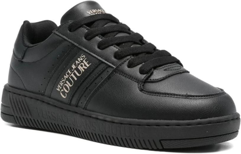 Versace Jeans Couture Zwarte platte schoenen met eco-leer