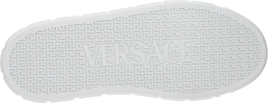 Versace Luipaardprint Leren Sneakers White Heren