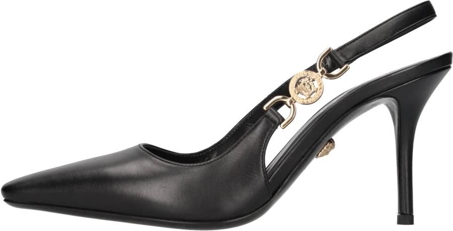 Versace Zwarte leren hoge hak sandalen