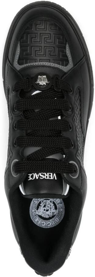 Versace Zwarte Leren Sneakers Gladde Kalfshuid