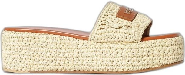 Versace Logo Raffia en Leren Mules
