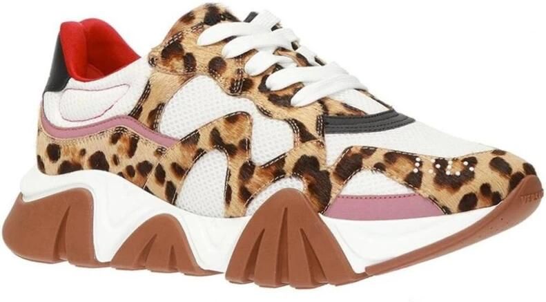 Versace Luipaardprint Leren Sneakers met Mesh