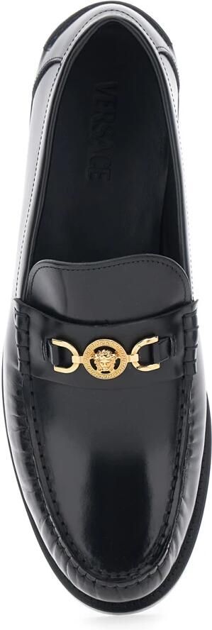 Versace Medusa Plaque Zwarte Kalfleren Mocassins Black Heren - Foto 5