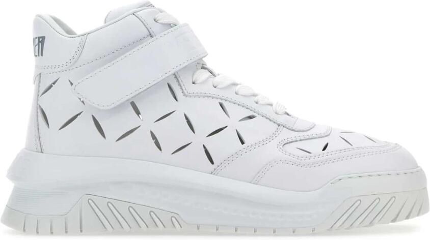 Versace Leren Sneakers met Lasersnijwerk White Heren - Foto 8