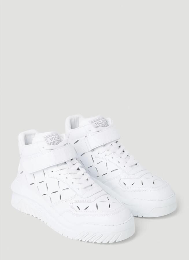 Versace Leren Sneakers met Lasersnijwerk White Heren - Foto 2