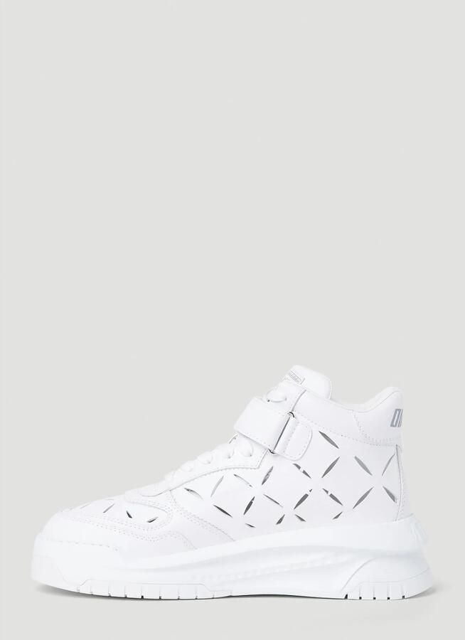 Versace Leren Sneakers met Lasersnijwerk White Heren - Foto 3