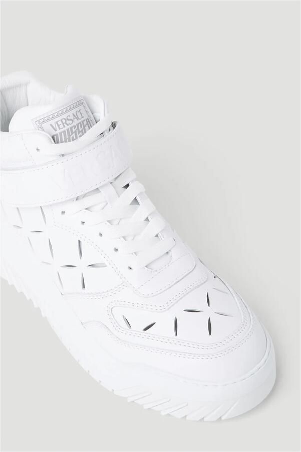 Versace Leren Sneakers met Lasersnijwerk White Heren - Foto 6