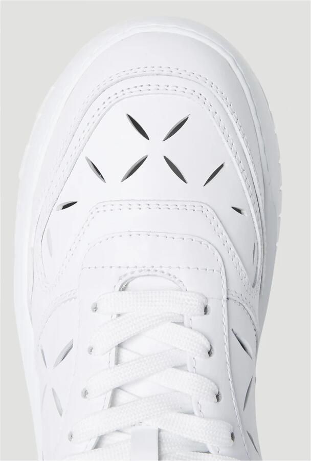 Versace Leren Sneakers met Lasersnijwerk White Heren - Foto 5