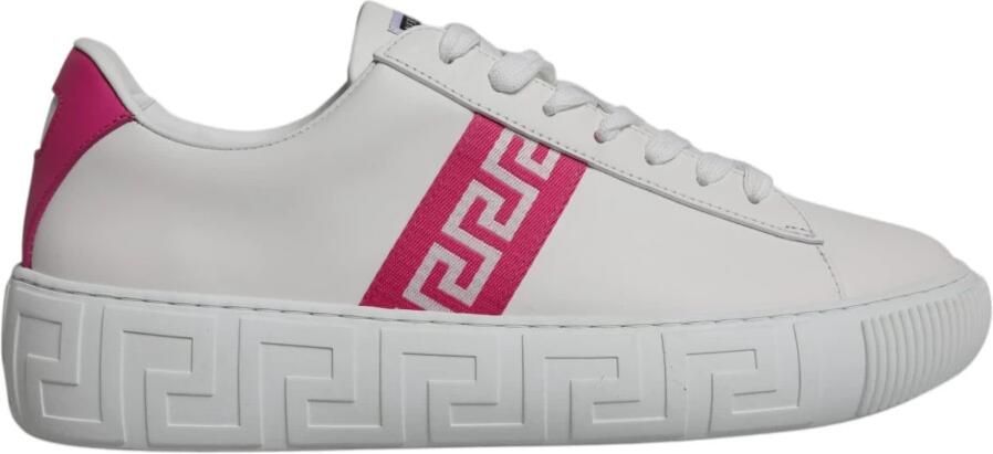 Versace Wit Roze Leren Sneakers met Logo