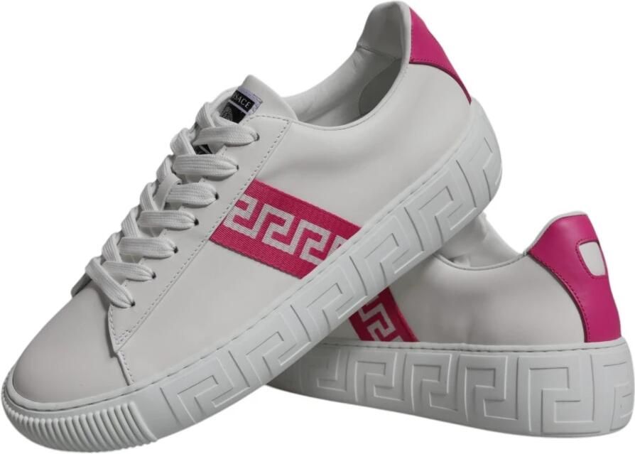 Versace Wit Roze Leren Sneakers met Logo - Foto 2