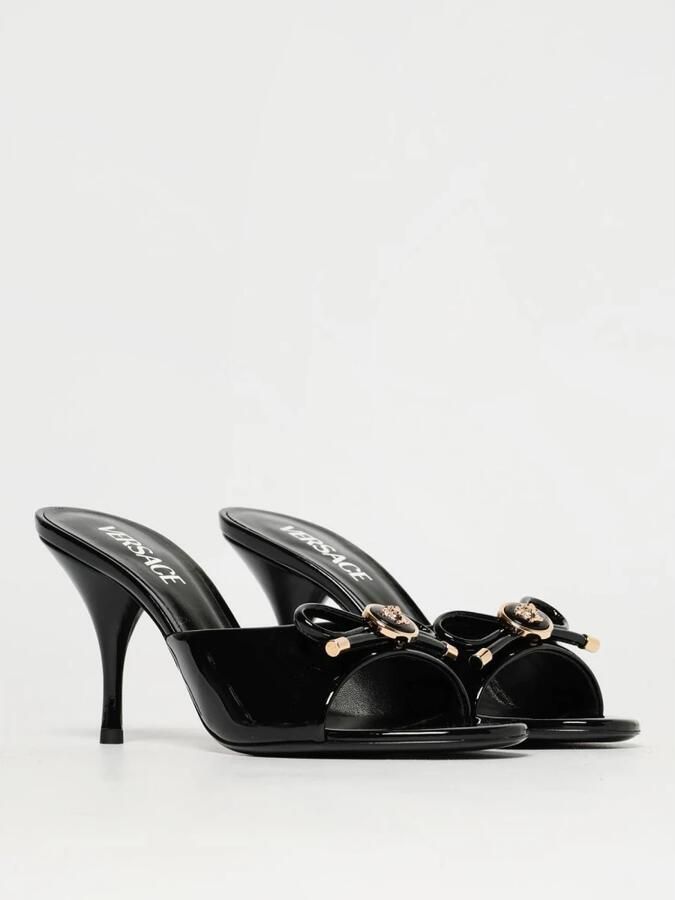 Versace Bow Heel Mules in lakleer Black Dames - Foto 2