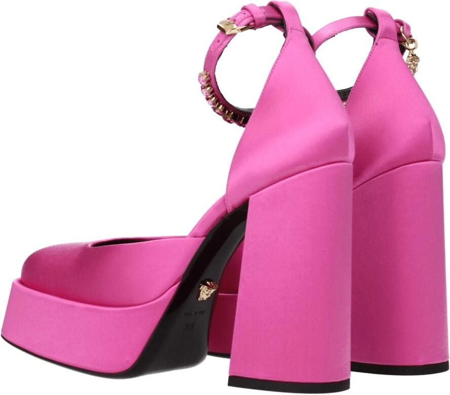 Versace Roze Satijnen Platform Pumps met Strass