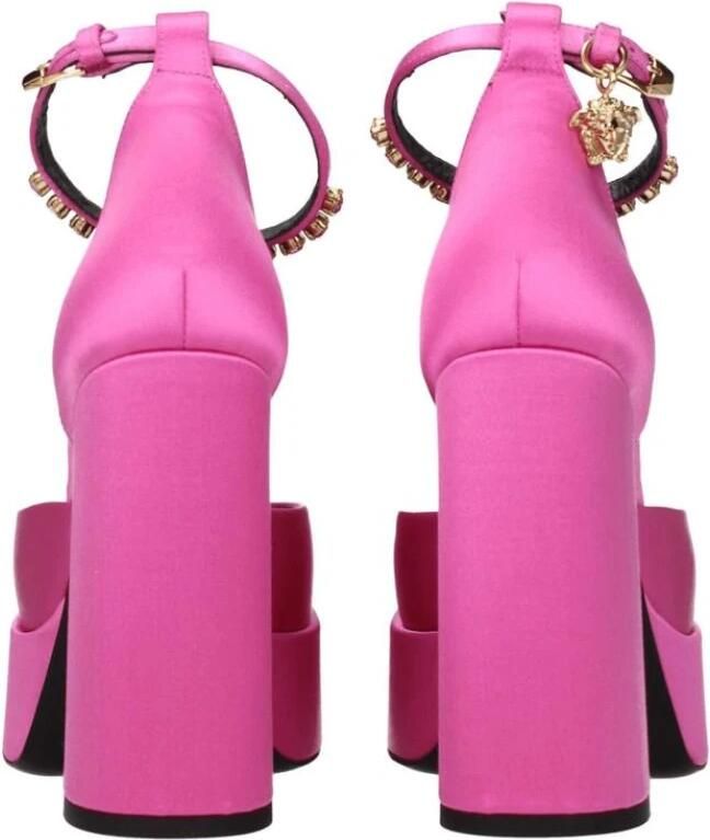 Versace Satijnen sandaal met strassdetails en hoge hak - Foto 2