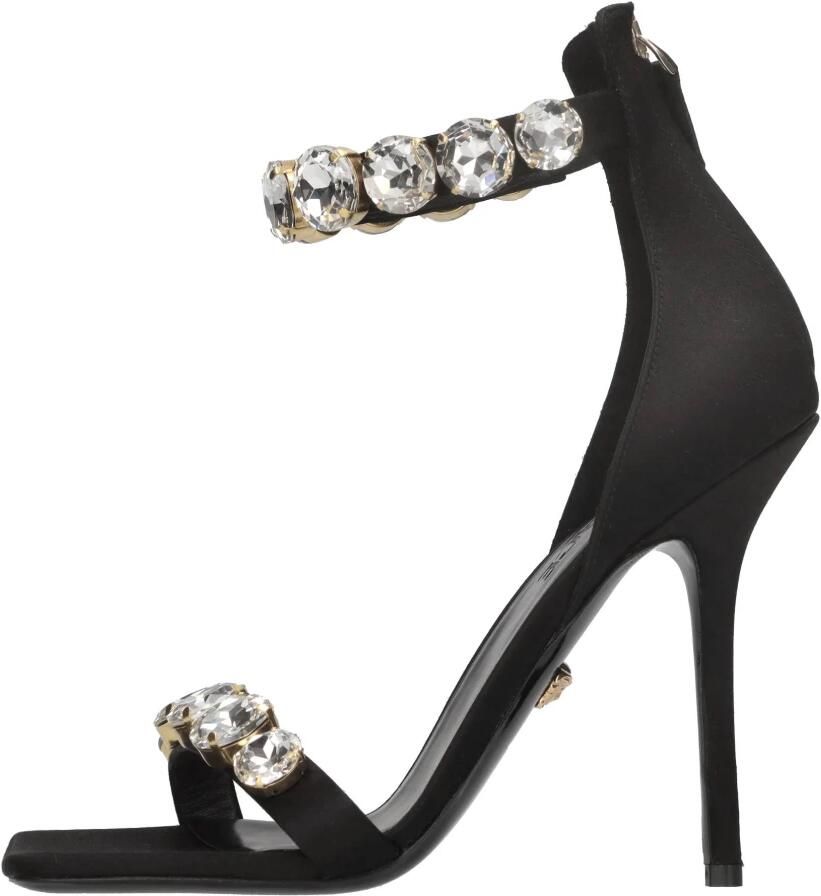 Versace Satin Sandalen met Kristallen Black Dames
