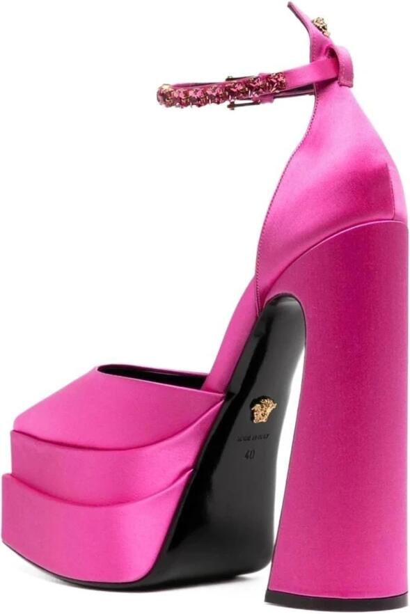 Versace Kristal Applicatie Zijden Satijnen Pumps - Foto 3