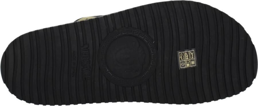 Versace Zwarte Cross-Strap Sandalen Greca Patroon